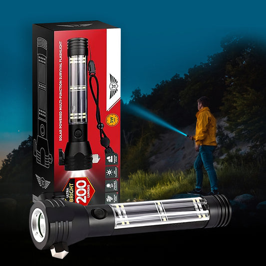 Roadside Hero 9-IN-1 Multi-Function Flashlight / Survival Tool / Power Bank / Solar & USB